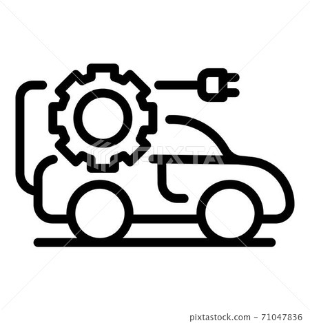 Car with gear and plug icon, outline style Car with gear and plug icon, outline style 71047836
