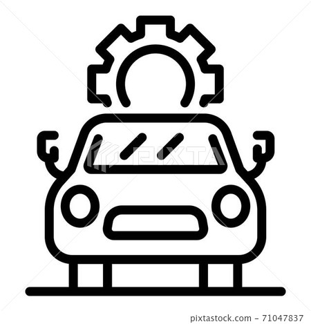 Car with gear above it icon, outline style - Stock Illustration ...