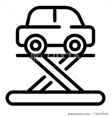 Car on a lift icon, outline style 71047844