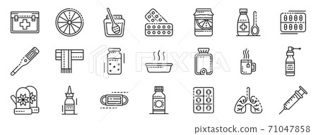 Flu sick icons set, outline style 71047858
