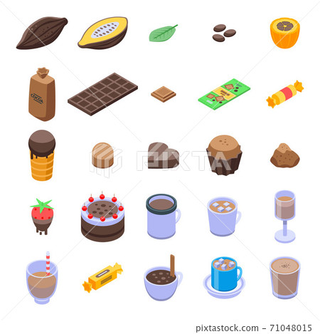 Cocoa icons set, isometric style Cocoa icons set, isometric style 71048015
