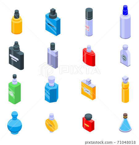 Fragrance bottles icons set, isometric style 71048018