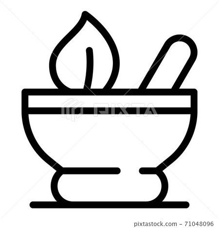 Bowl with herbs icon, outline style 71048096