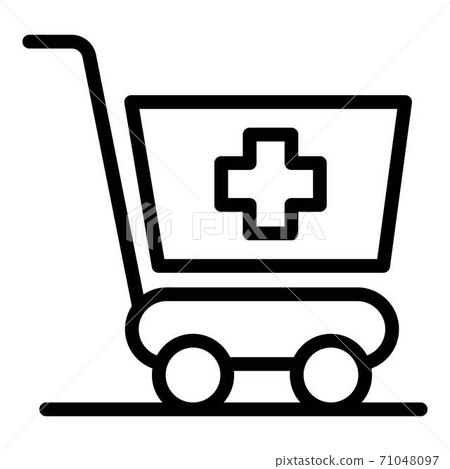 Shopping cart with a cross icon, outline style 71048097