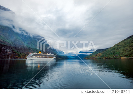 Cruise Ship, Cruise Liners On Sognefjord  71048744