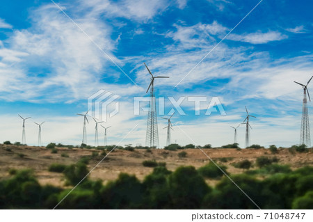 Electricity generating windmills in Rajasthan 71048747