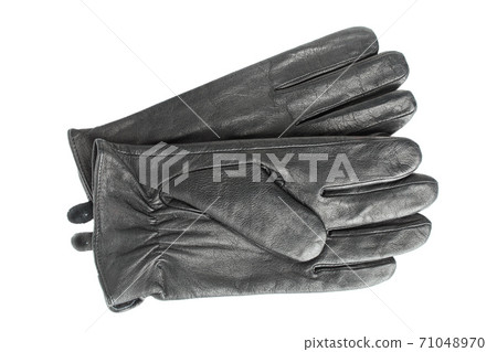 Black leather gloves isolated 71048970