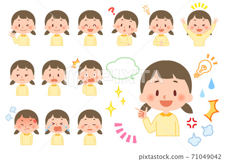 小學女孩的面部表情集 71049042