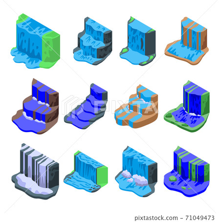 Cascade icons set, isometric style 71049473
