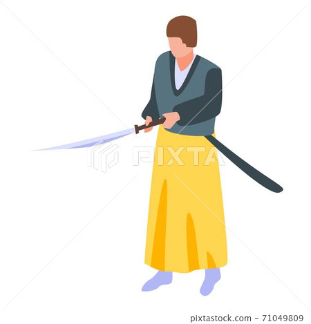 Traditional sword icon, isometric style Traditional sword icon, isometric style 71049809