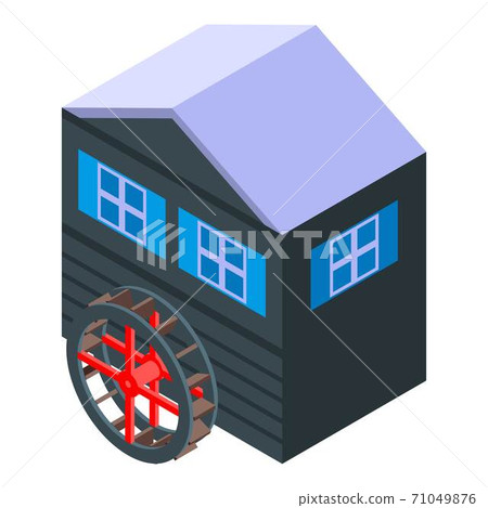 Wood water mill icon, isometric style 71049876