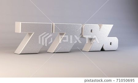 77 percent 3d metal text isolated on white, 3d... - Stock Illustration ...
