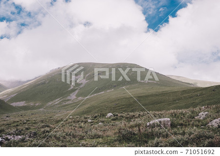 Panorama view of mountains scenes in national park Dombay, Caucasus Panorama view of mountains scenes in national park Dombay, Caucasus 71051692