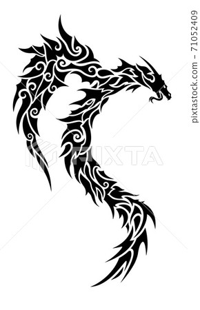 Yellow Dragon In Skull Tattoo Design