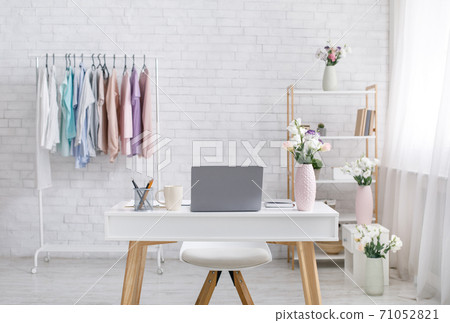 Fashion room, remotely workplace of designer during covid-19 quarantine Fashion room, remotely workplace of designer during covid-19 quarantine 71052821