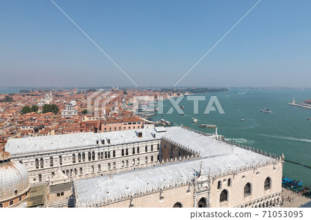 Panoramic view of Venice city with historic buildings and coast Panoramic view of Venice city with historic buildings and coast 71053095