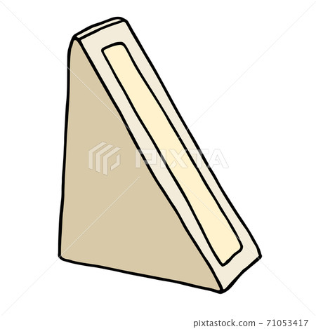 Sandwich triangle cardboard box with window. Vector hand drawn sketch. Sandwich triangle cardboard box with window. Vector hand drawn sketch. 71053417