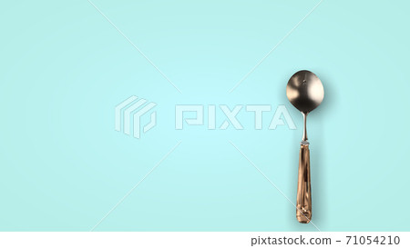 Steel cutlery on a light background, rotation. 3D rendering Steel cutlery on a light background, rotation. 3D rendering 71054210