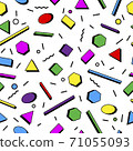 Seamless pattern of abstract geometric shapes, sprinkle, squiggles 71055093