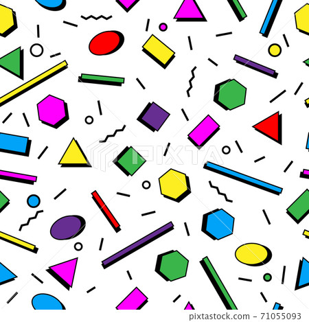 Seamless pattern of abstract geometric shapes, sprinkle, squiggles 71055093