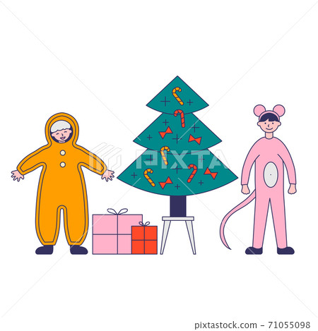 Christmas party. Vector illustration of diverse people in Christmas outfits Christmas party. Vector illustration of diverse people in Christmas outfits 71055098