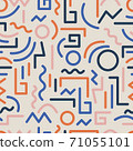 Memphis abstract seamless pattern of geometric shapes in pastel colors 71055101