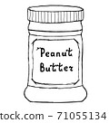 Peanut butter jar. Sketch illustration with hand drawn letters. Isolated on white 71055134