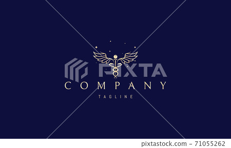 Vector golden logo on which an abstract image of the symbol of health care. 71055262