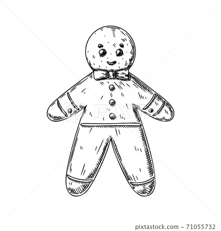 Gingerbread man isolated on white background. 71055732