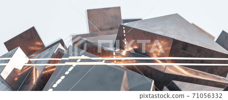 Futuristic Abstract Metal Shape Background 3d... - Stock Illustration ...