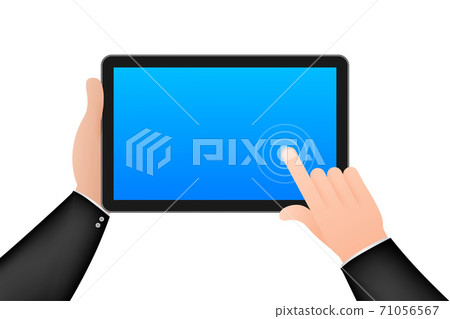 Screen computer monitor. Digital communication. Hand touch screen smartphone icon. Hand click icon. Vector stock illustration. Screen computer monitor. Digital communication. Hand touch screen smartphone icon. Hand click icon. Vector stock illustration. 71056567