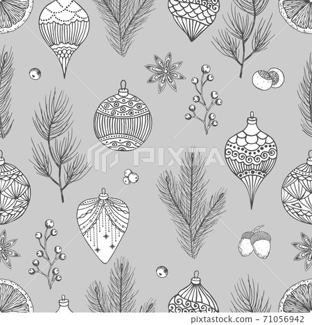Xmas Seamless pattern with Christmas Tree... - Stock Illustration ...