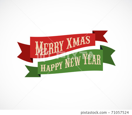 Merry Christmas and Happy New Year ribbons - Stock Illustration ...