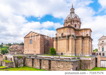 Church of Saint Luca and Martina and Curia Julia senate house. Roman Forum, Rome, Italy 71057574
