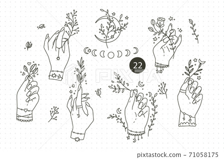 Collection hand drawn hand set. Collection hand drawn hand set. 71058175