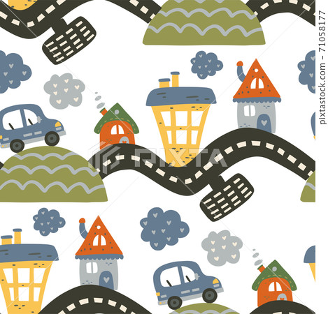 Seamless car pattern background. 71058177