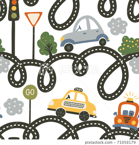 Seamless car pattern background. Seamless car pattern background. 71058179