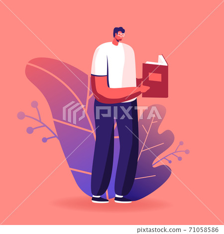 Education or Reading Hobby Concept. Man Read Book. College or University Student Prepare to Exam, Back to School Education or Reading Hobby Concept. Man Read Book. College or University Student Prepare to Exam, Back to School 71058586