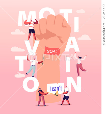 Motivation and Aspiration Concept. Characters Overcome Obstacles, Goal Achievement, Take New Heights. Inner Resources 71058588