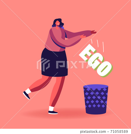 Egoism Avoidance. Female Character Get Rid of Ego as Bad Habit Throw into Litter Bin. Woman Develop and Improve Nature Egoism Avoidance. Female Character Get Rid of Ego as Bad Habit Throw into Litter Bin. Woman Develop and Improve Nature 71058589