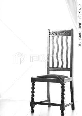 Room with oak chair. British antique furniture (bright windows, monochrome image) Room with oak chair. British antique furniture (bright windows, monochrome image) 71060002