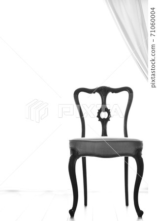 Room with mahogany chair. British antique furniture (bright windows, monochrome image) 71060004