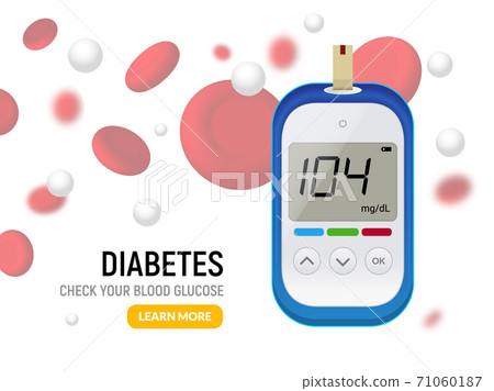 Glucose sugar test. Glucometer vector blood monitor. Diabetes sugar meter insulin control device Glucose sugar test. Glucometer vector blood monitor. Diabetes sugar meter insulin control device 71060187