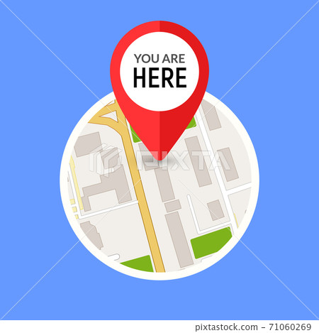 You are here street map gps simple icon. Road gps map here sign pin design 71060269