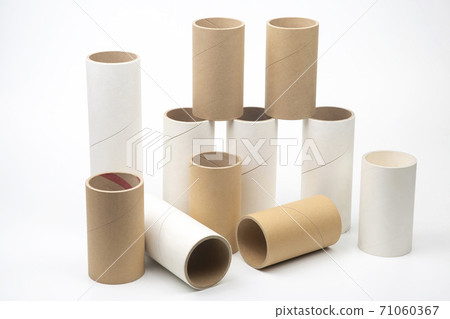 cardboard and paper tubes and pipes on a white background 71060367