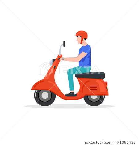 Delivery man motorbike logo icon. Scooter bike... - Stock Illustration  [71060485] - PIXTA