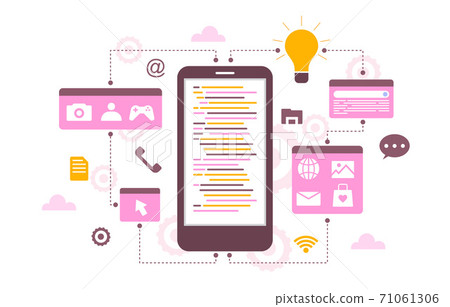 Smartphone Mobile App Development Process Flat... - Stock Illustration ...