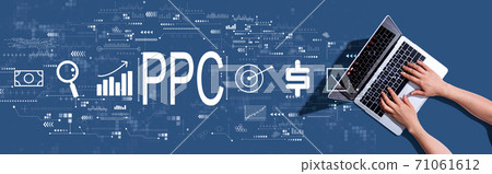 PPC - Pay per click concept with woman using a laptop 71061612