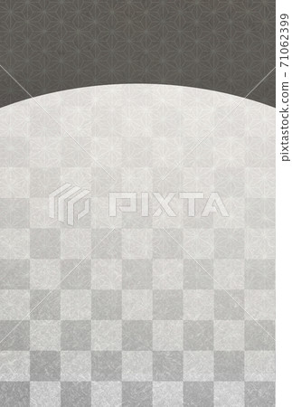 Japanese pattern background of black and silver, hemp leaf and checkered pattern, postcard size 71062399