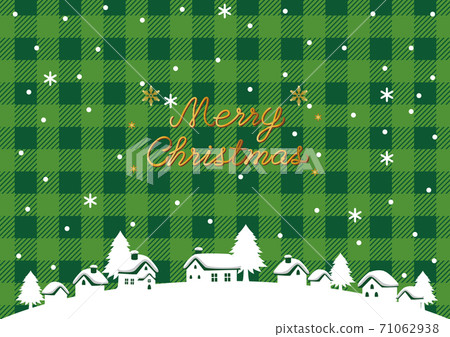 Christmas snow scene gingham check illustration 71062938